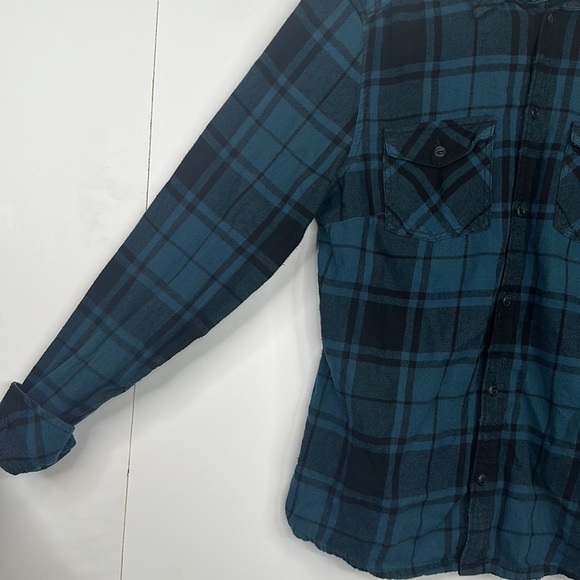 Aritzia TNA Plaid Button-down Shirt Womens Size M Blue and Black - Picture 5 of 6